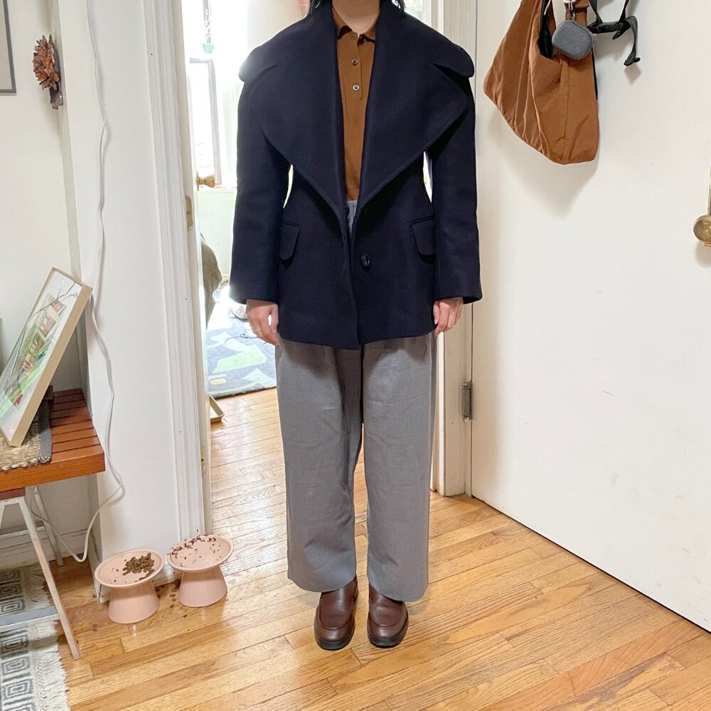 Dries van Noten Navy Wool Short Coat with Oversized Lapels EU 34 XS - Picture 10 of 10